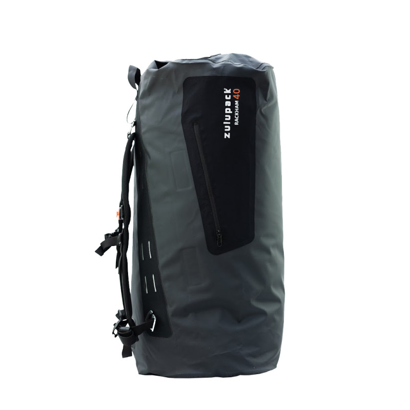 Vízálló utazótáska 40L rövid túrákhoz és outdoor kalandokhoz – Zulupack® Rackham 40L – IP66 fekete Vízálló utazótáska 40L rövid túrákhoz és outdoor kalandokhoz – Zulupack® Rackham 40L – IP66 fekete